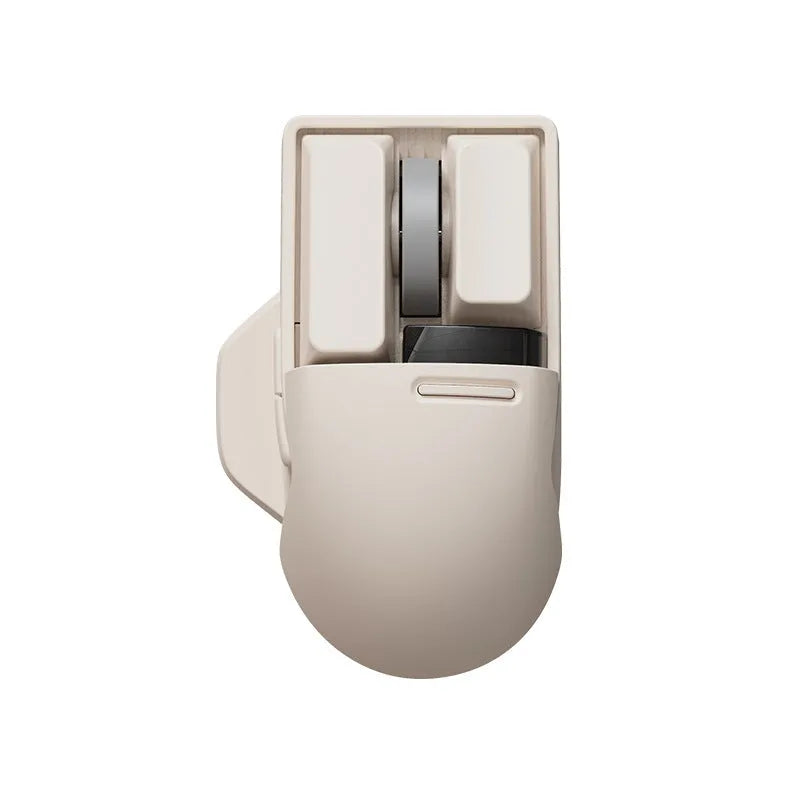 Xiaoqiao Tofu-coloured three-mode wireless mouse with USB-C cable on a desk
