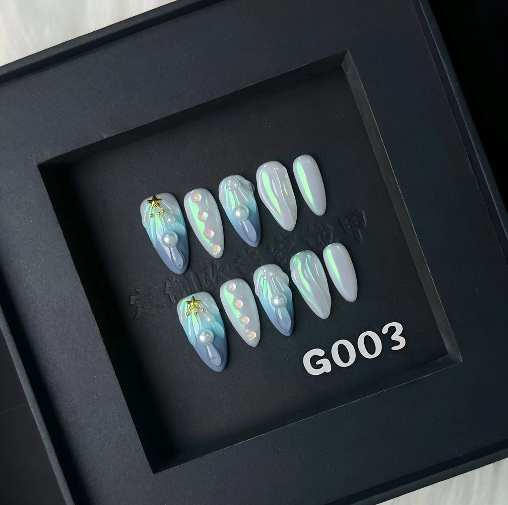 HAILANG blue plastic nail tips in XS, S, M, L sizes for temporary nail wear