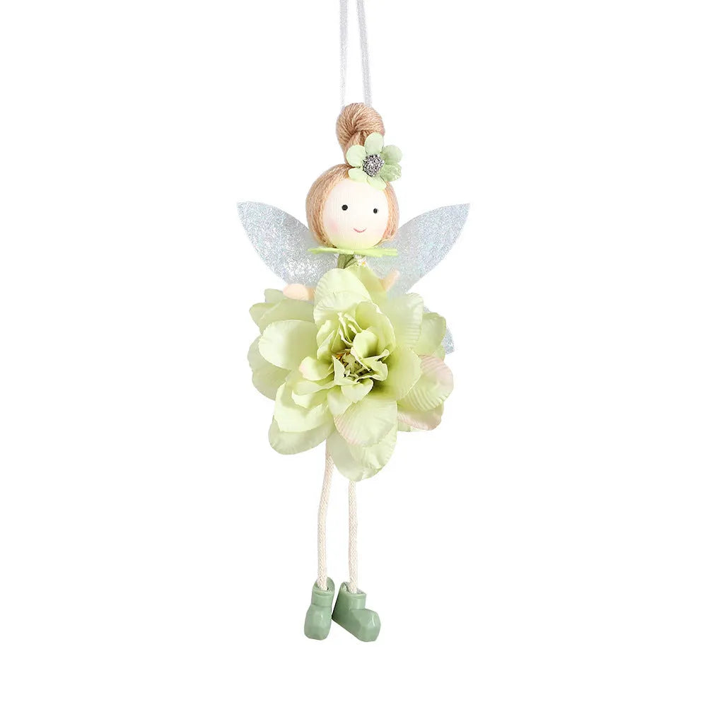 FARCENT cloth flower angel girl elf pendant for Easter decoration in pink, green, or yellow.