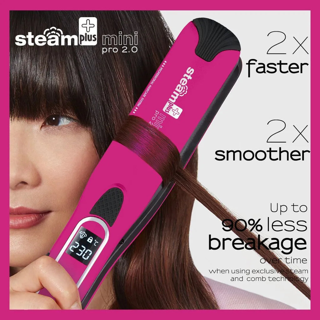 Mini steam splint spray hair straightener in purple, rose red, or champagne colour