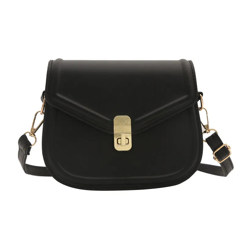 Unisex PU leather clamshell shoulder messenger bag in horizontal square design with adjustable strap