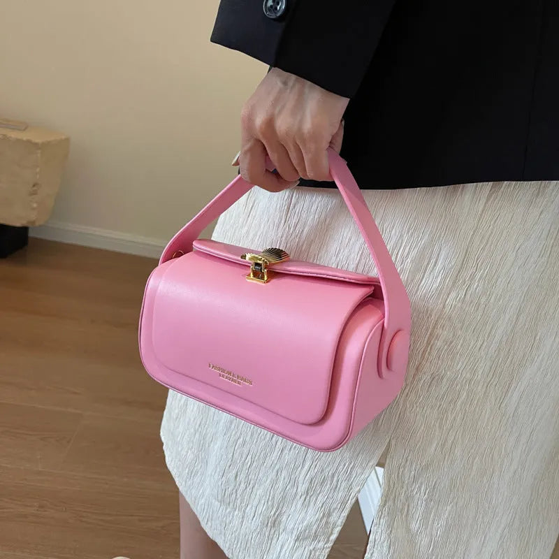 Women's personalised PU leather shoulder messenger bag with letter pattern and stitching design