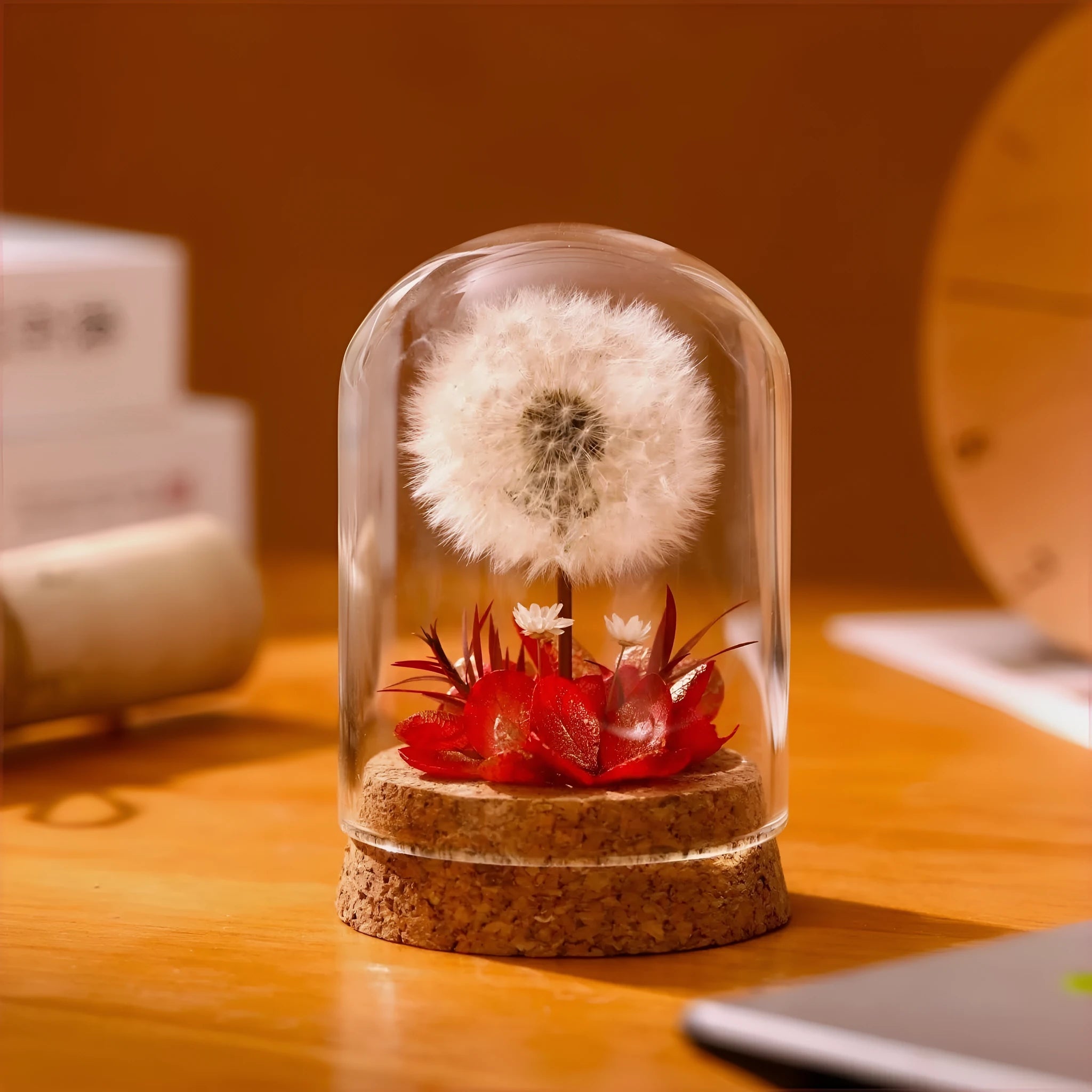 Glass dandelion-shaped night light ornament with colour gradient options