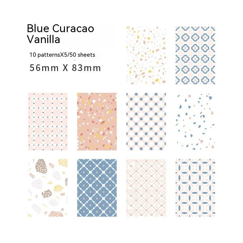 Retro collage material sweet light note paper in dessert colours measuring 56mm by 83mm