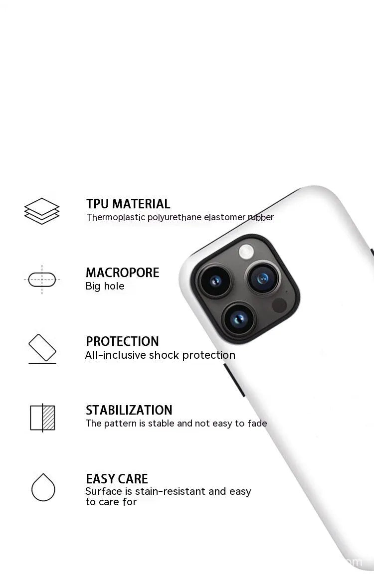 White round edged film frosted phone case for Apple iPhone with glossy and frosted shell options, feilin material