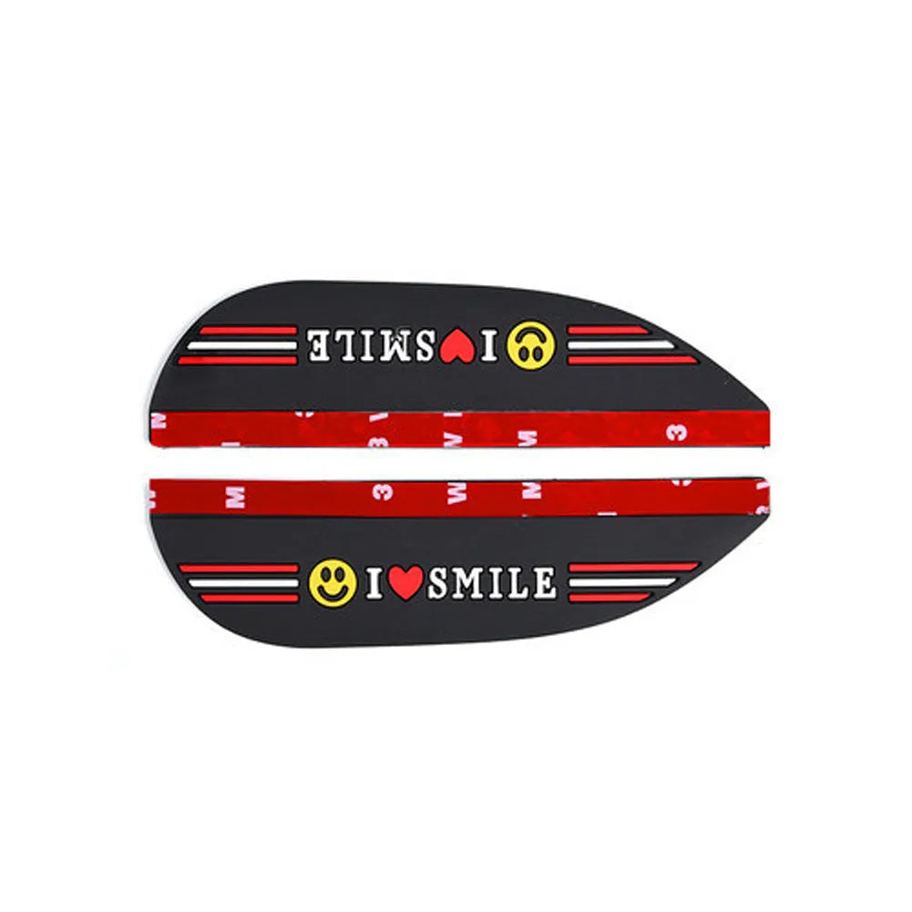 Pair of car rearview mirror rain shields in PVC with glue backing, smiling face black and sports black options