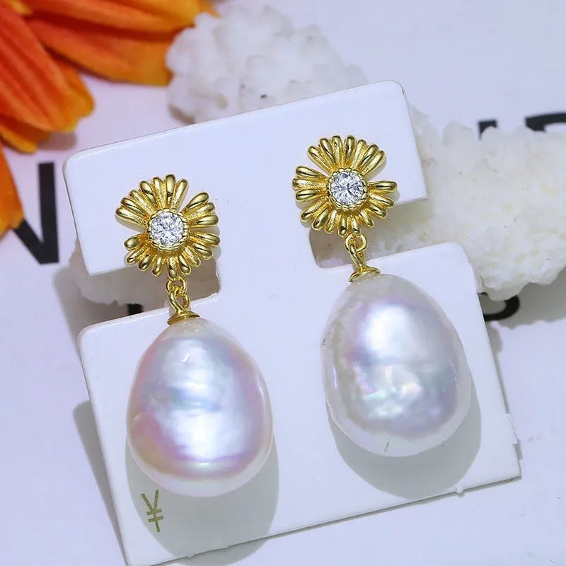 Baroque flower-shaped S925 sterling silver earring and ring holder in gold or silver finish