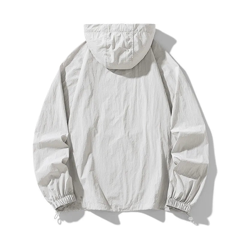 Loose-fit outdoor sports coat jacket in chemical fibre blend fabric available in multiple colours