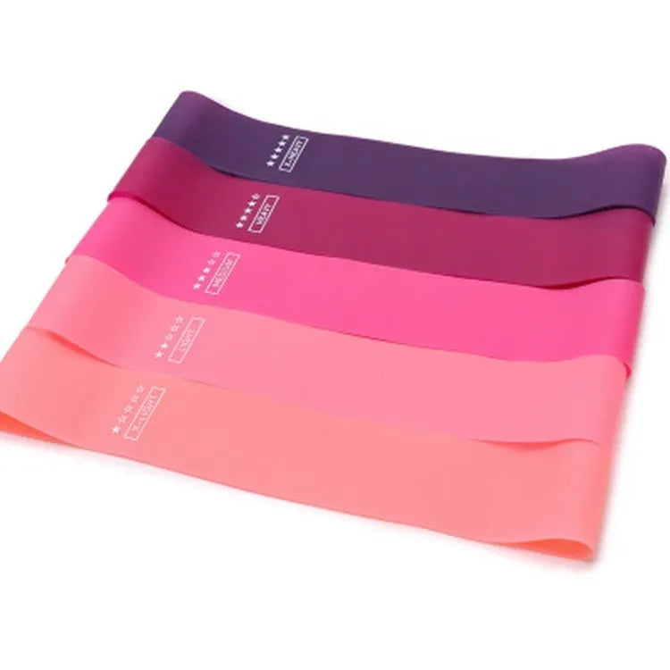 Silicone yoga tension strap in multiple colours with 600mm length and 50mm width on white background