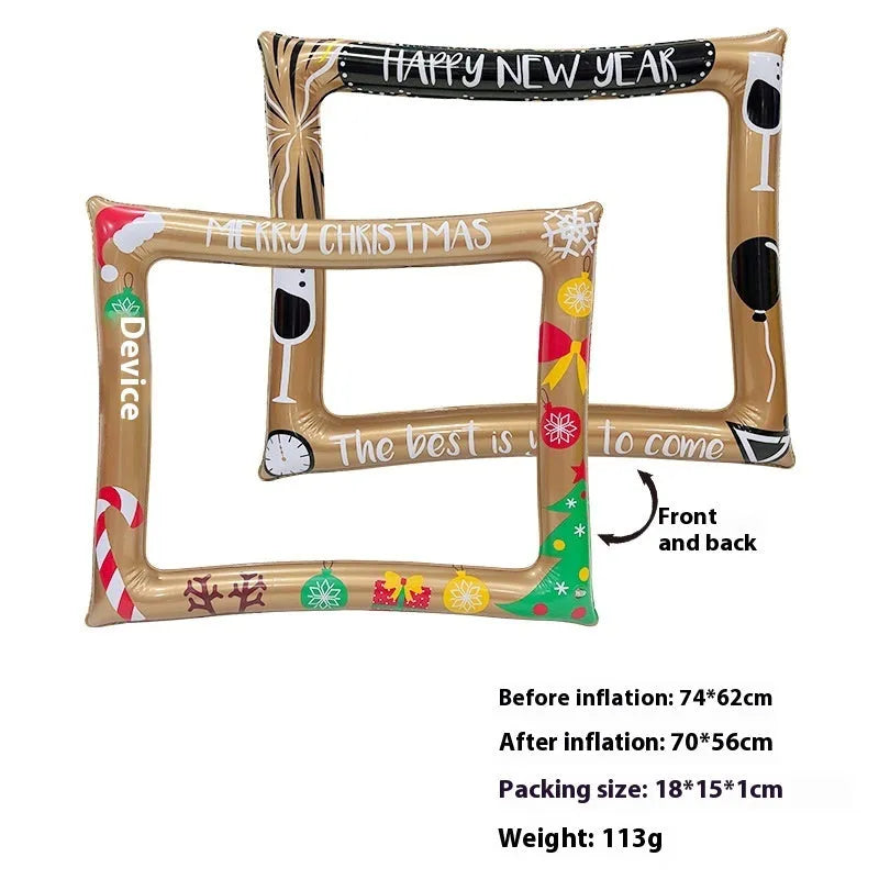 Christmas inflatable photo frame with festive designs for holiday photography
