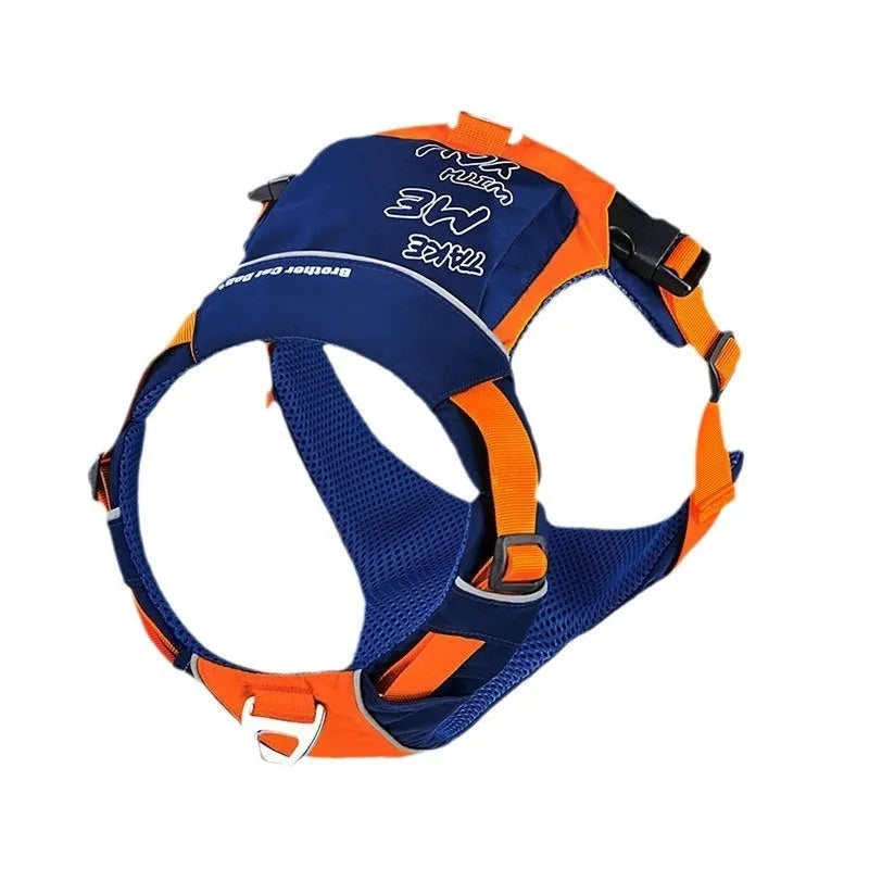 Orange blue nylon dog chest strap vest harness with leash for medium-sized dogs