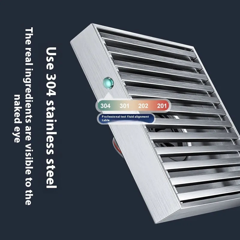 Gun grey 304 stainless steel courtyard floor drain with a square 15x15 cm plastic core.