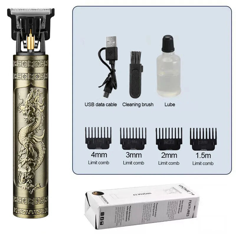 Rechargeable electric hair clipper with plastic body and washable blade in black finish