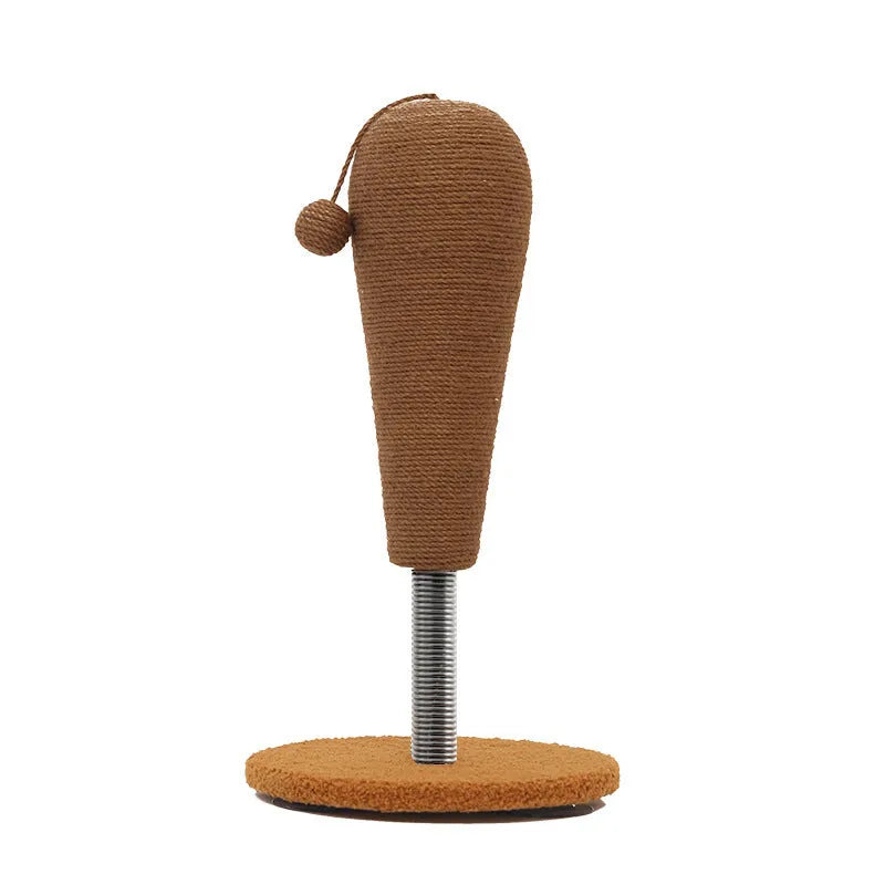 Hemp rope cat scratch board with integrated tumbler toy in large and small sizes