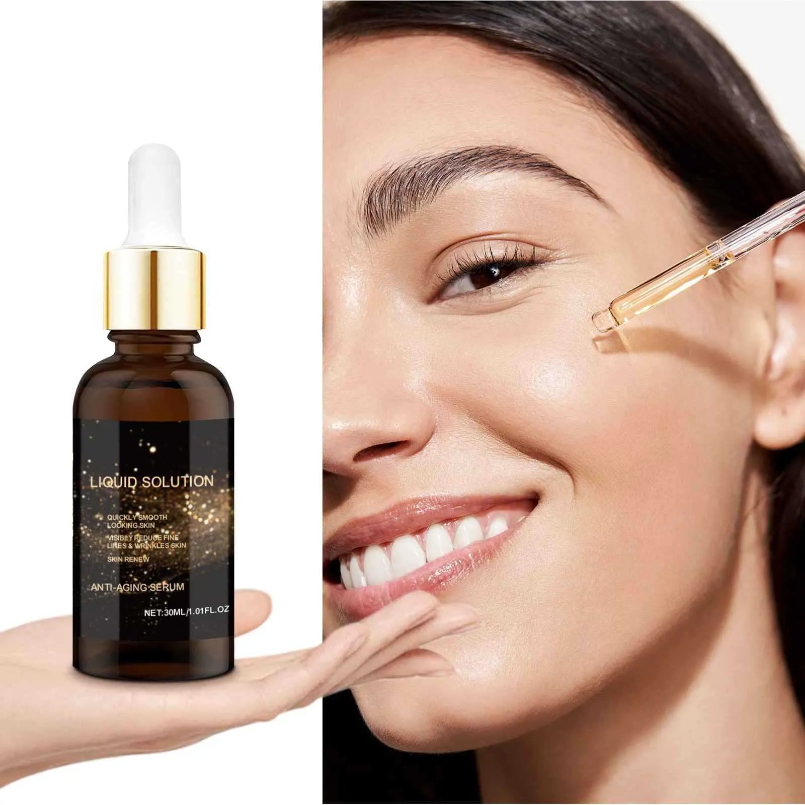 30 ml facial care solution bottle with hyaluronic acid formula for delicate skin