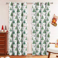 White polyester curtain with punched Christmas Forest tree pattern, showcasing its modern simplicity style and sunshade fabric.