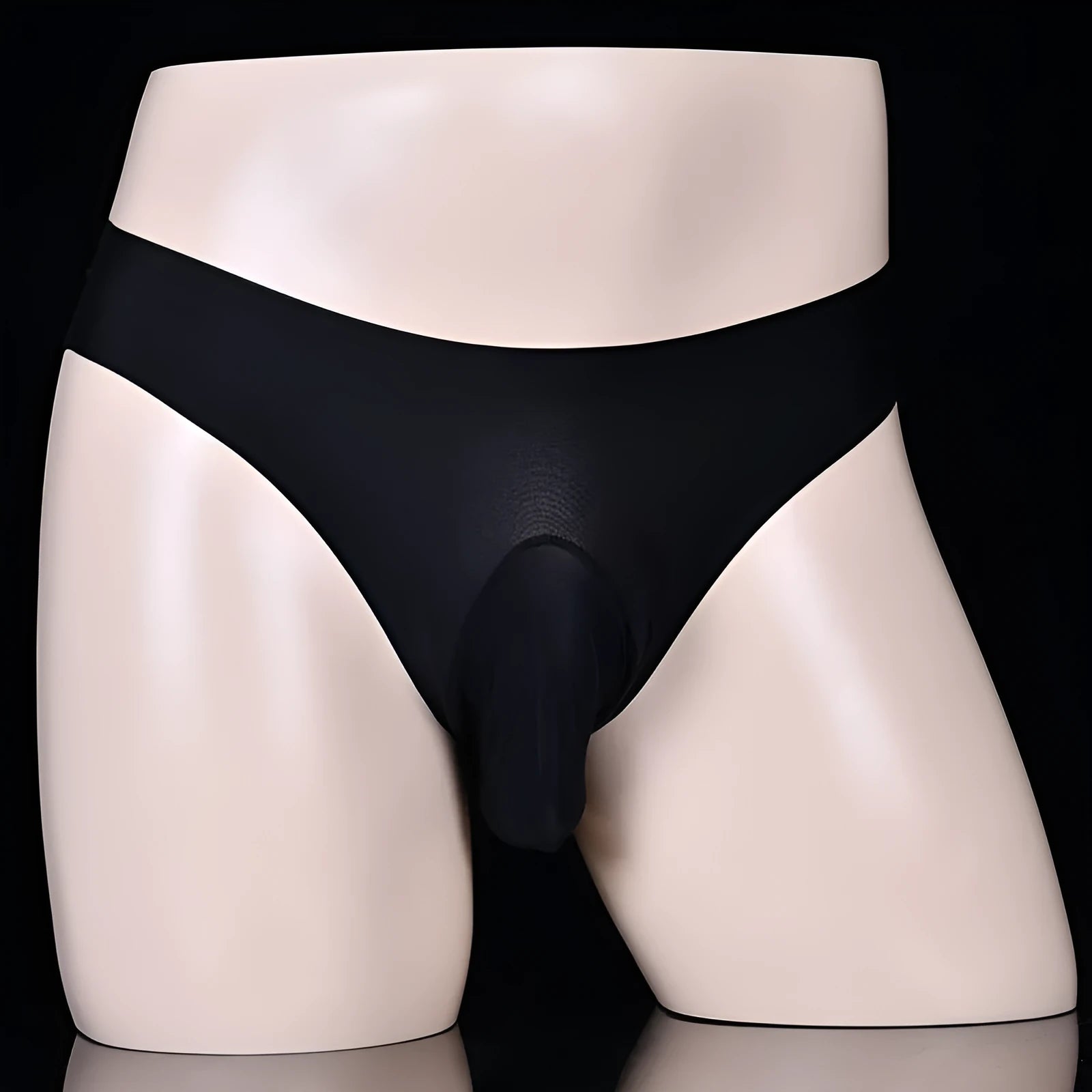 Ice silk men's briefs in T-back design showing open gun egg and closed egg mould style options