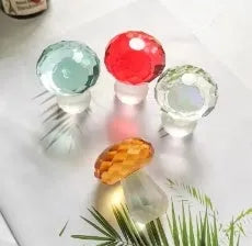 Colourful crystal mushroom decoration in geometric design measuring 40 by 53 millimetres