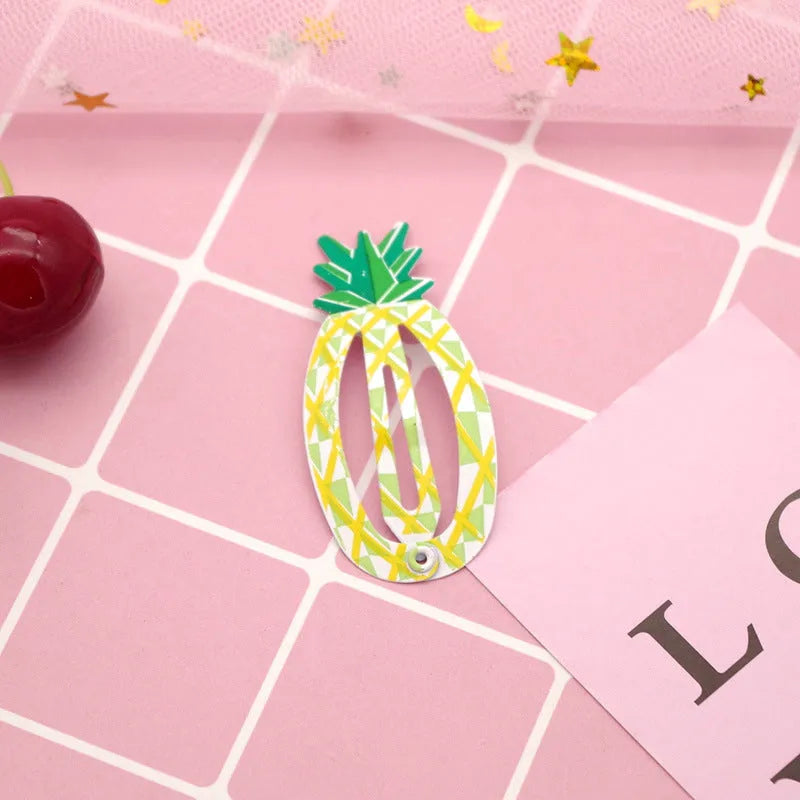Children's metal barrette with baking varnish finish, colour-printed watermelon design