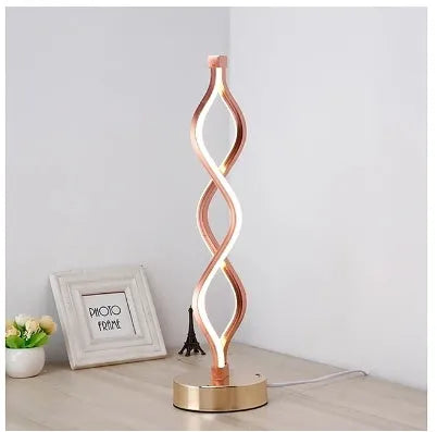 Wave type LED desk lamp in gold with three-color temperature and stepless dimming, plug-in design