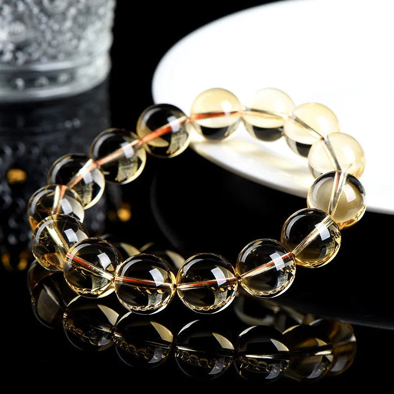 Natural citrine scattered beads ball bracelet in polished 7A or 6A grade, showing original design.