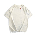 Grey tie dye pattern loose fit t-shirt with half sleeves and round neck collar
