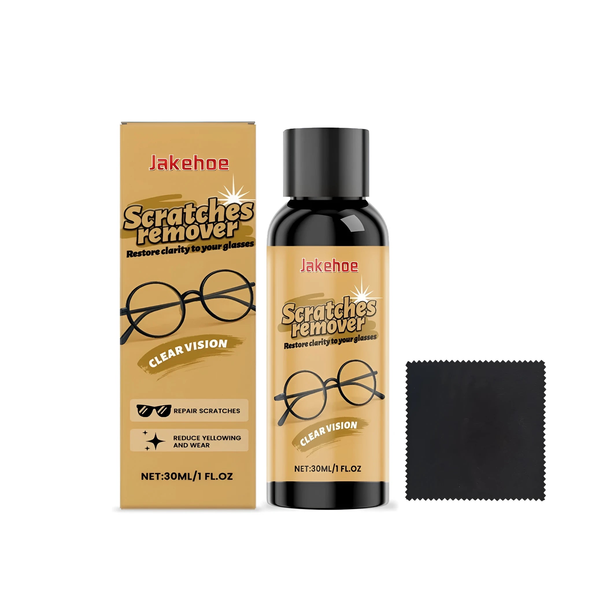30ml glasses scratch remover bottle with polishing solution and microfiber cleaning cloth for optical lenses