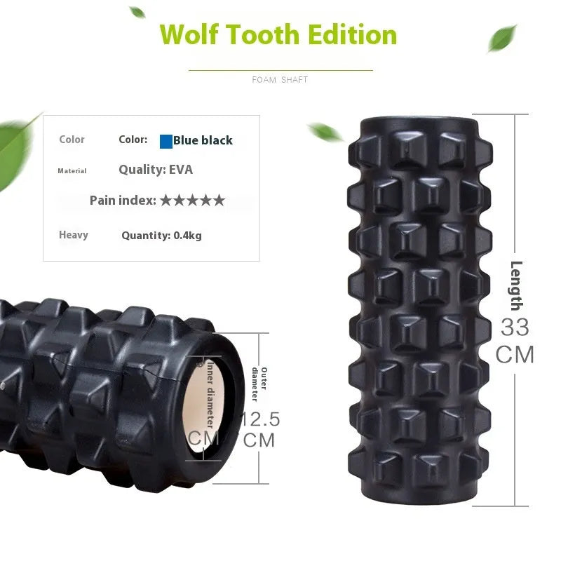 Black six-piece 33cm foam massage roller stick for fitness recovery