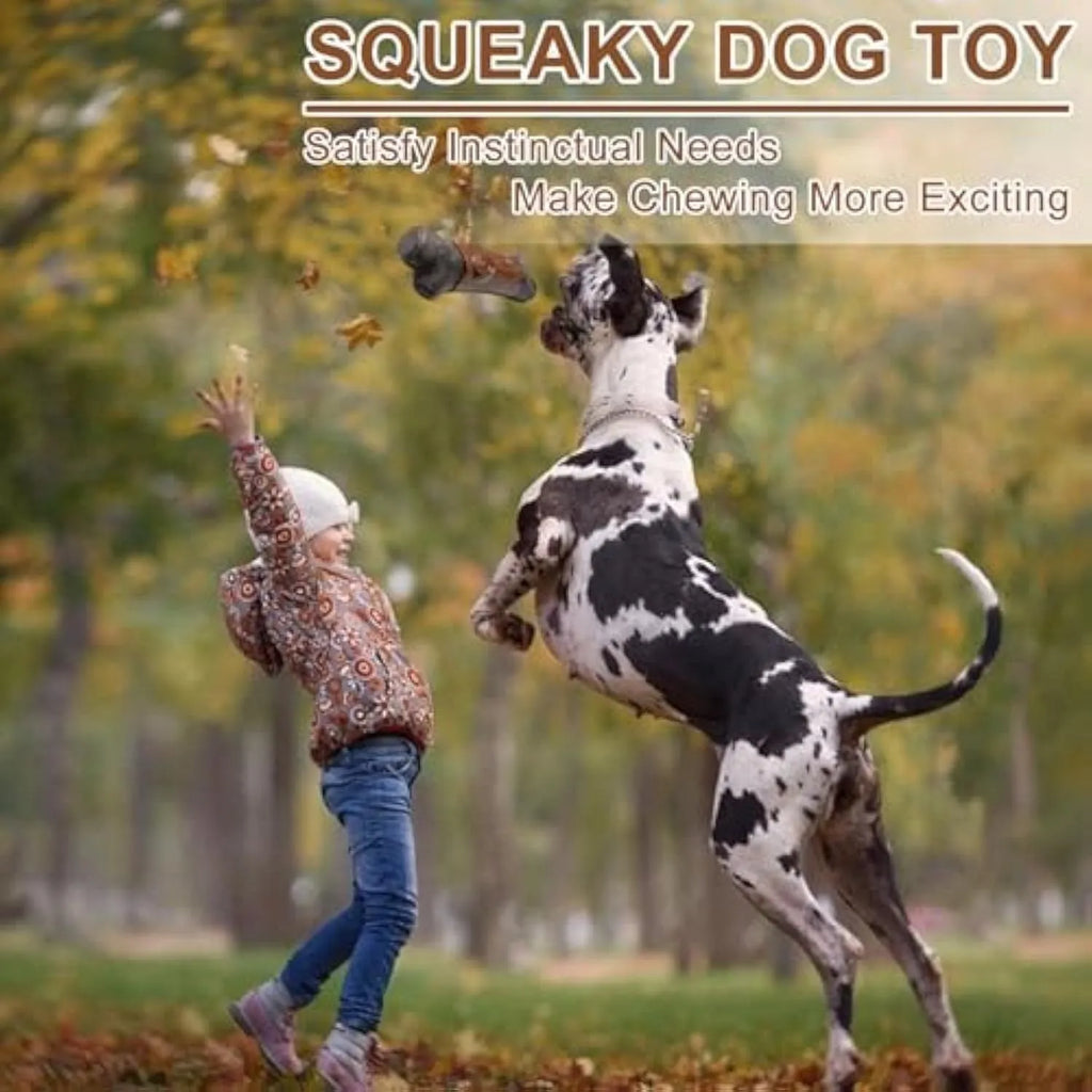 Large, branch-shaped bacon-flavoured dog chew toy with squeaker for aggressive chewing dogs.