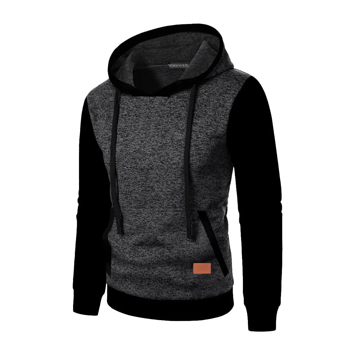 Men's hooded cardigan sweater in solid colour polyester fibre, loose fit, long sleeve, size S to 3XL