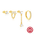 S925 sterling silver clover petal earrings with electroplated gold colour finishes