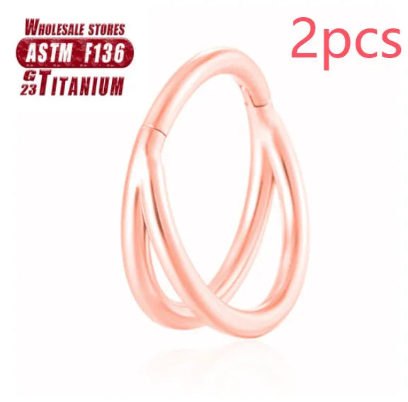 Titanium alloy fork nose ring set in various colours and lengths on 1.2mm gauge.
