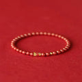 Natural cinnabar koi bracelet with golden ball model in national style, available in 4mm and 6mm sizes