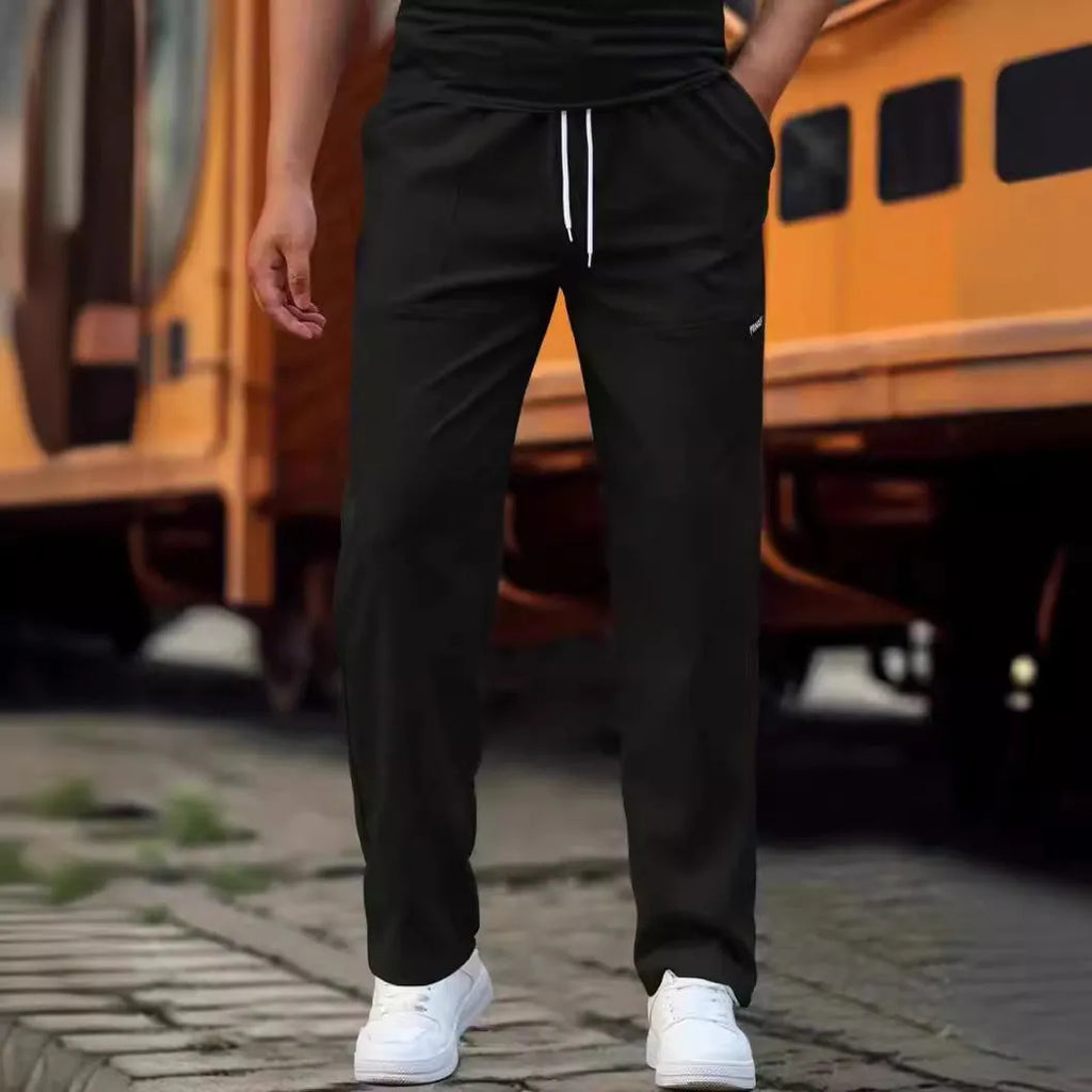 Men's polyester trousers for spring and autumn in light grey, available in sizes S to XXXL