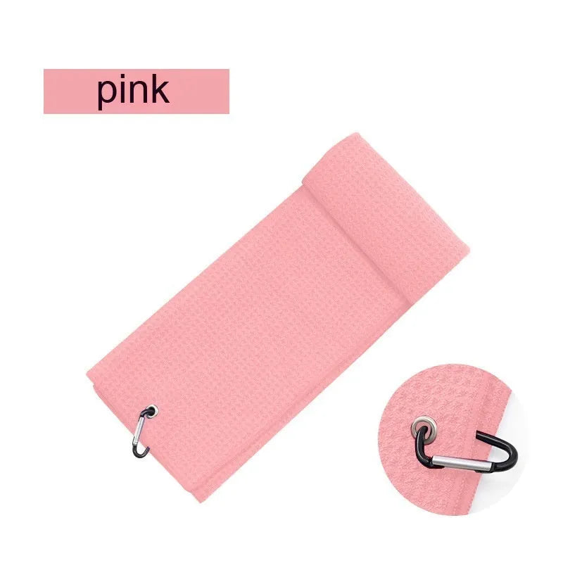 Waffle textured golf ball cleaning towel in assorted colours with 30x30cm and 30x40cm size options