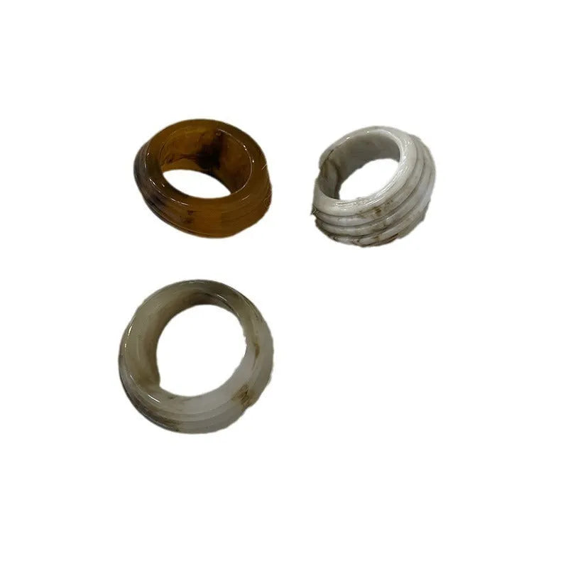 Geometric resin ring with irregular wide band in Chinese retro style