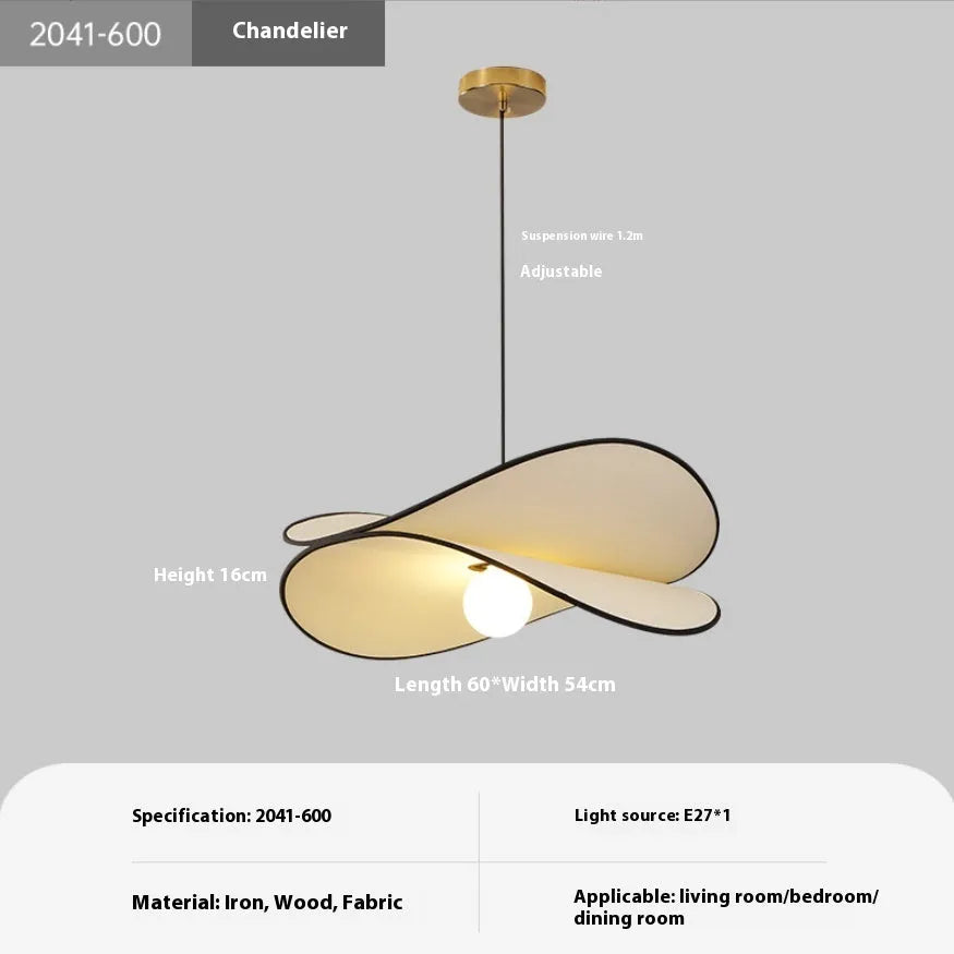 French style artistic chandelier pendant light with fabric potato chip shades in white