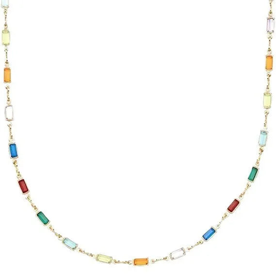 Geometric pendant crystal necklace on an adjustable alloy chain.