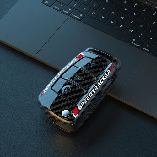 Carbon fibre style car key cover with mirror element in feilin material