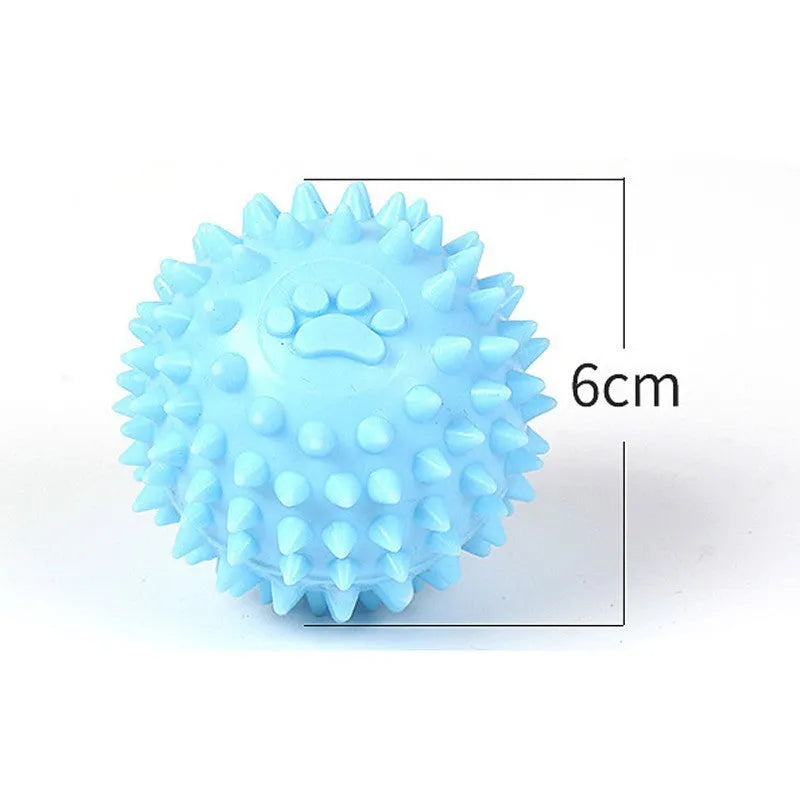 TPR rubber pet chewing ball with footprint texture for tooth cleaning, 6cm diameter