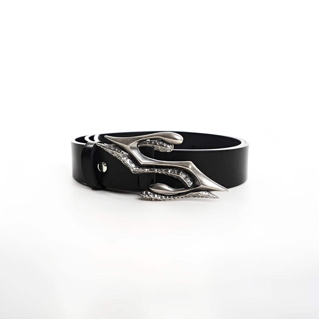Black two-layer cowhide men's leather belt with metal letter buckle measuring 110cm