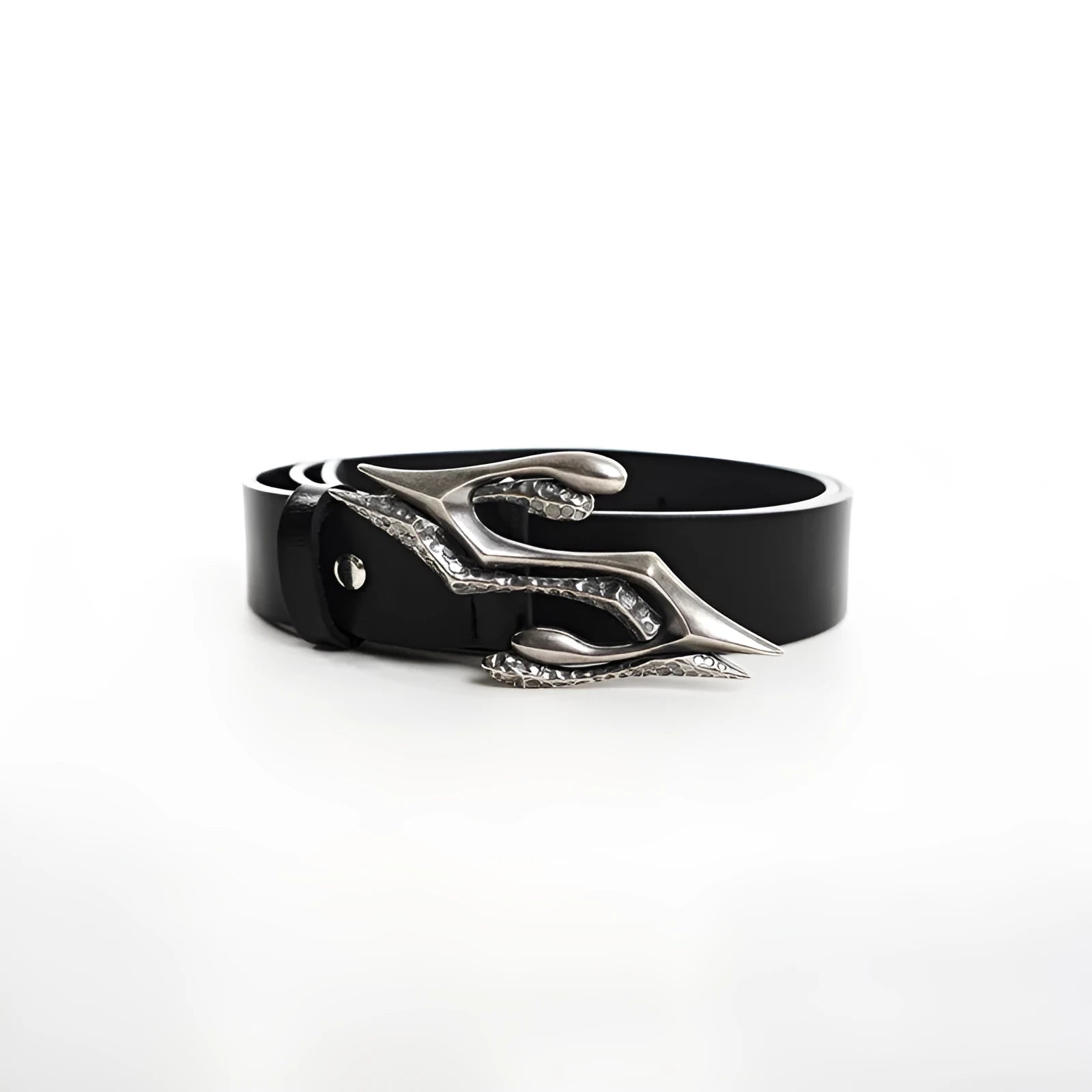 Black two-layer cowhide men's leather belt with metal letter buckle measuring 110cm