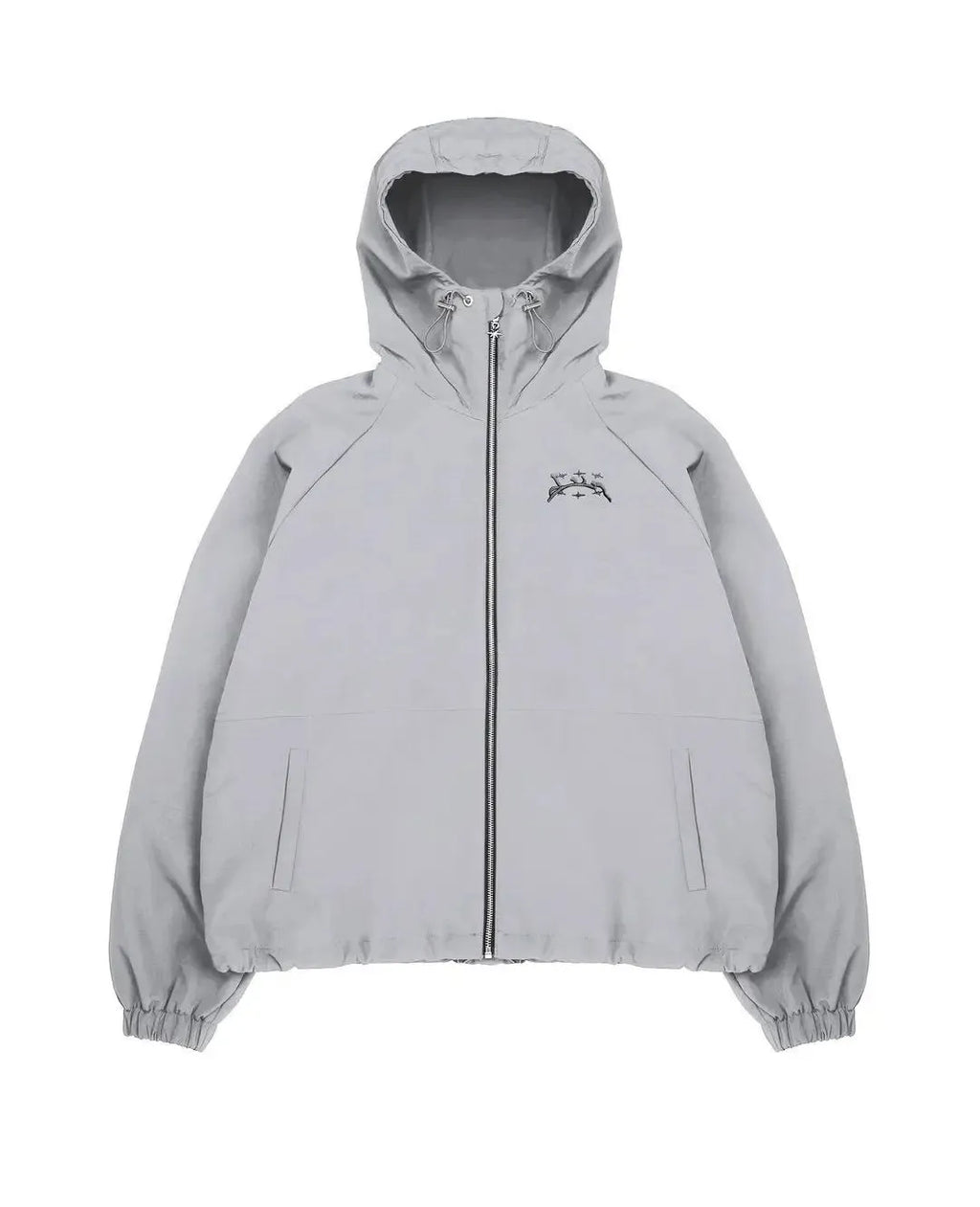 Men's grey hooded sunscreen jacket with loose fit British style design