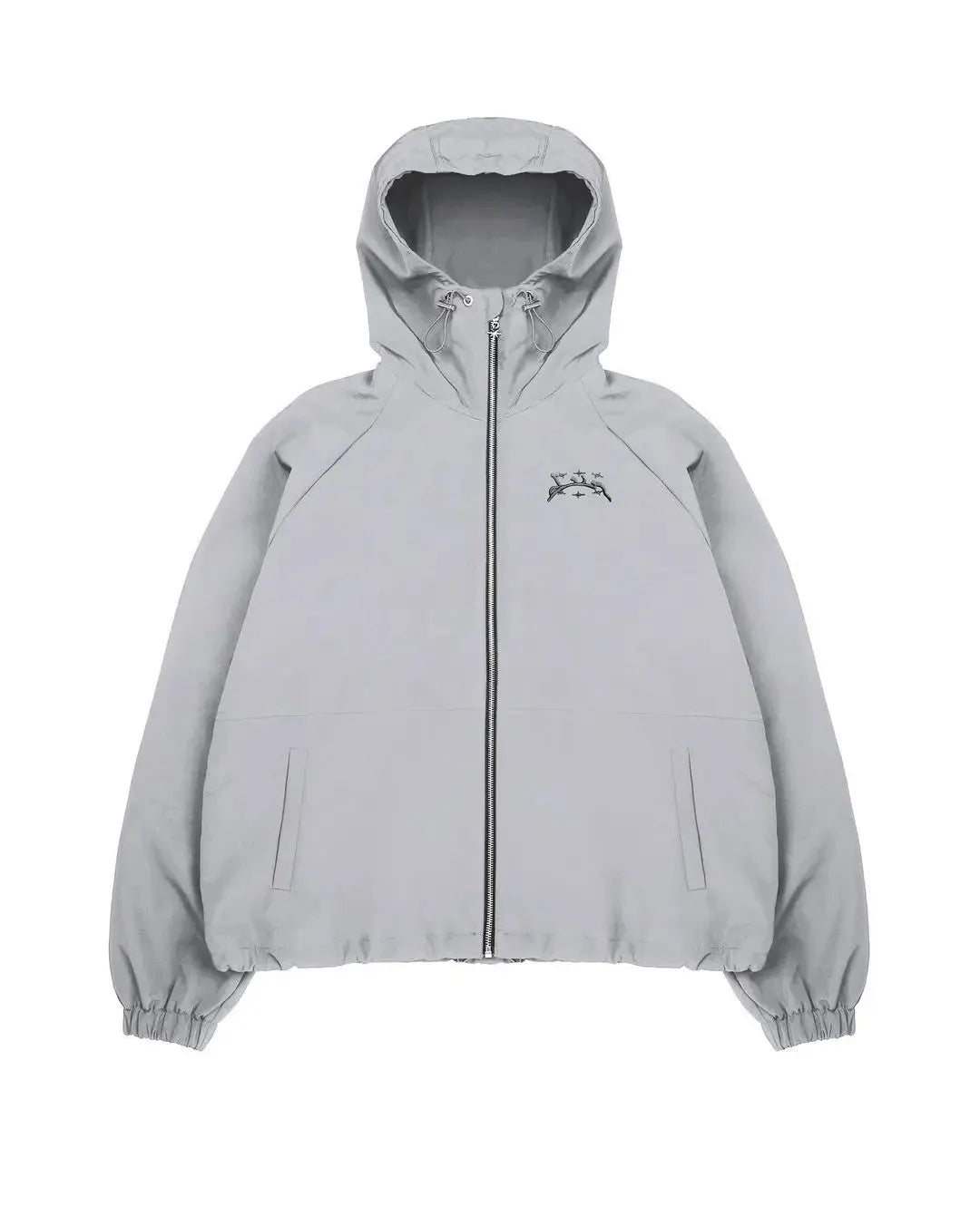 Men's grey hooded sunscreen jacket with loose fit British style design
