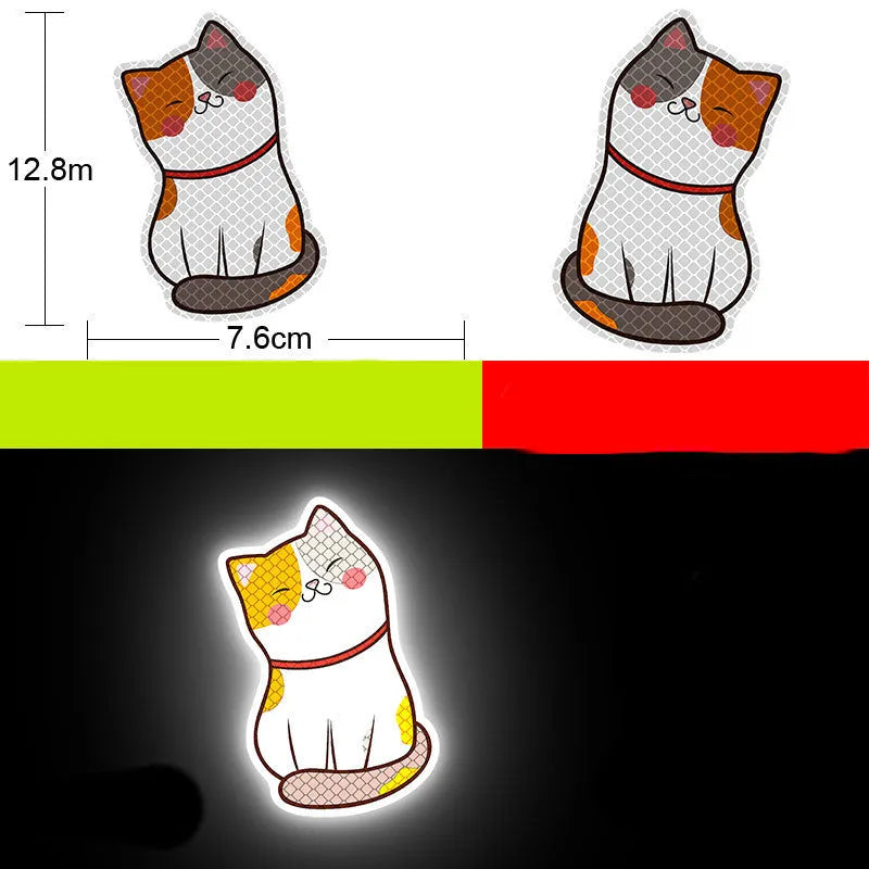 Pair of reflective warning stickers with diamond film for vehicles, approximately 9 by 5 cm