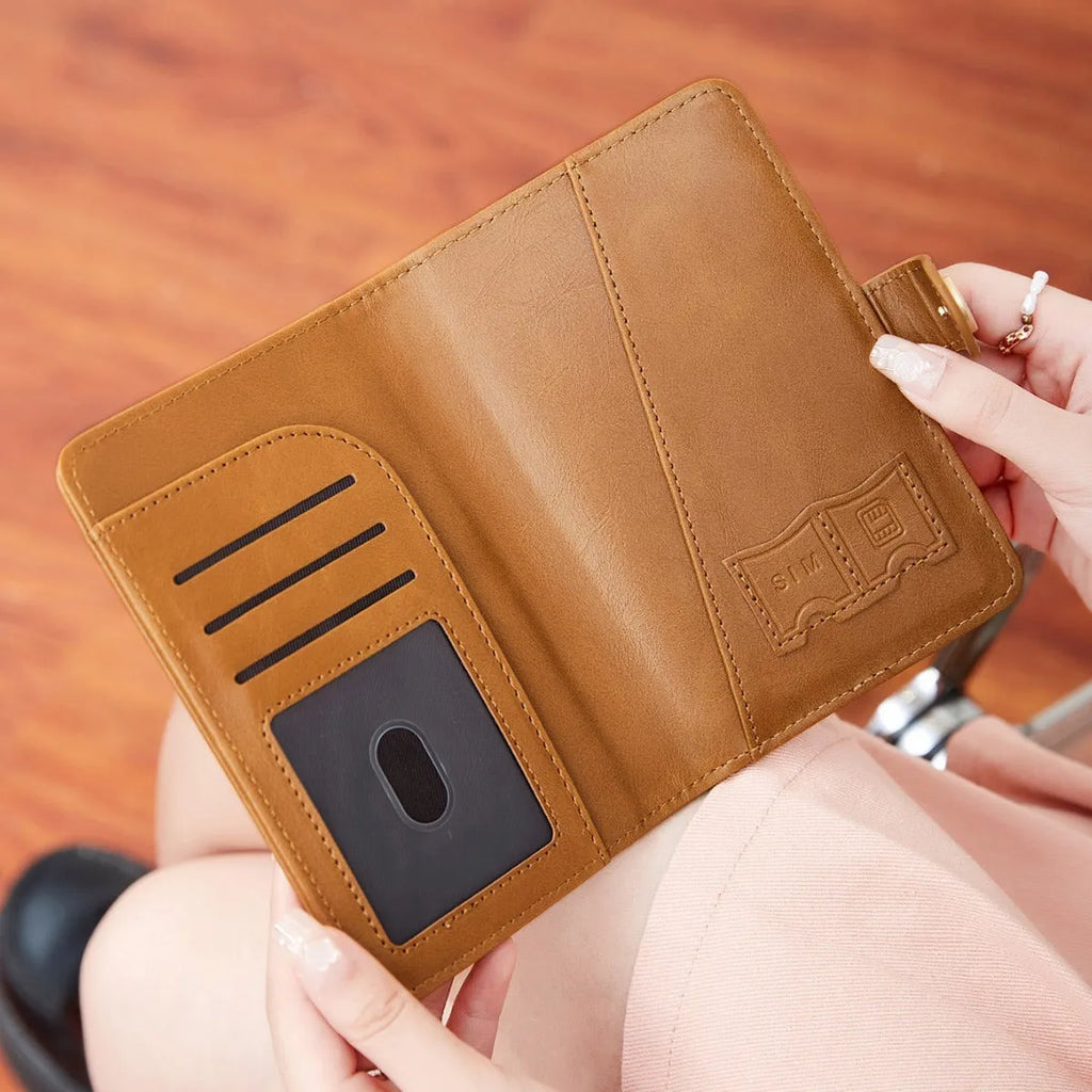 PU passport holder wallet with sewing line detail in multiple colour options showing document storage compartments