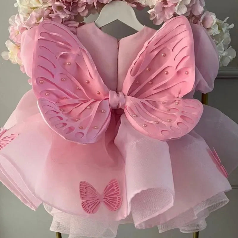 Girls western style princess dress in pink with frill details and bow on front, cotton blend fabric