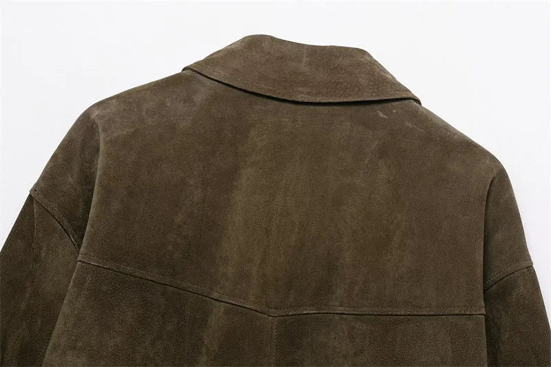 Women's medium thickness PU jacket in regular fit with Japanese Korean casual styling