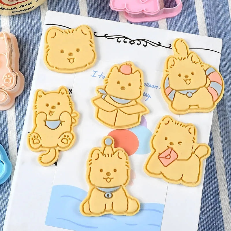 Three-dimensional plastic pet biscuit mould with cartoon puppy designs