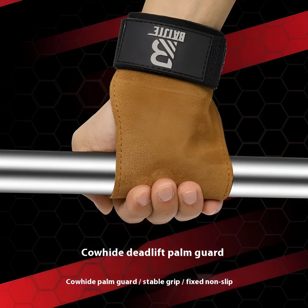 Brown fitness wrist protector with grip strength bands for pull-up training